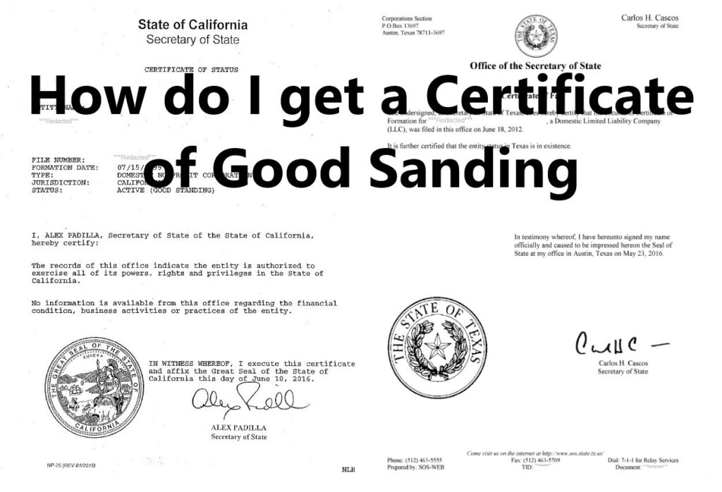 Certificate Of Good Standing CA SOS Expedited Filing Service